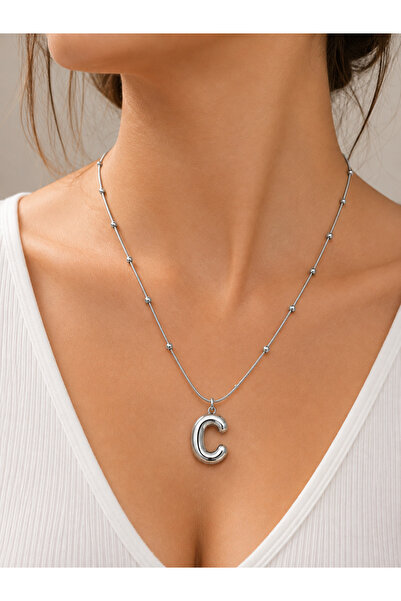 Bymiel 316L Stainless Steel Silver Color C Letter Balloon Necklace – Minimal ...