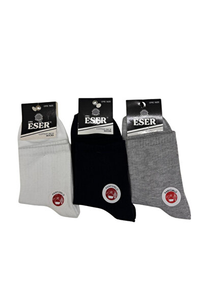 Eser Çorap Unisex Cotton Socks One Size 6-Pack (Black-White-Grey)