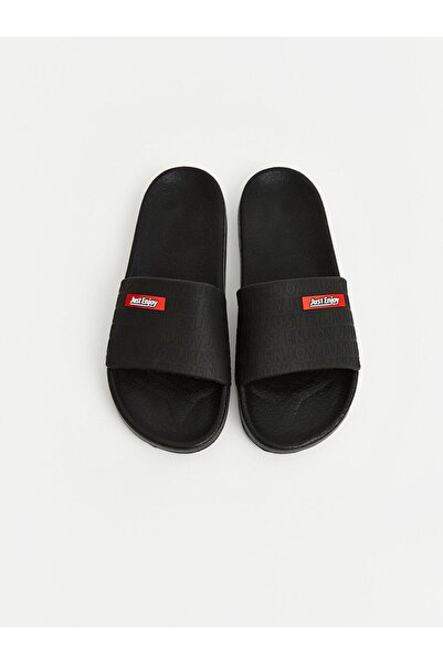 LC Waikiki Lcw Steps Black Printed and Embossed Men's Slippers