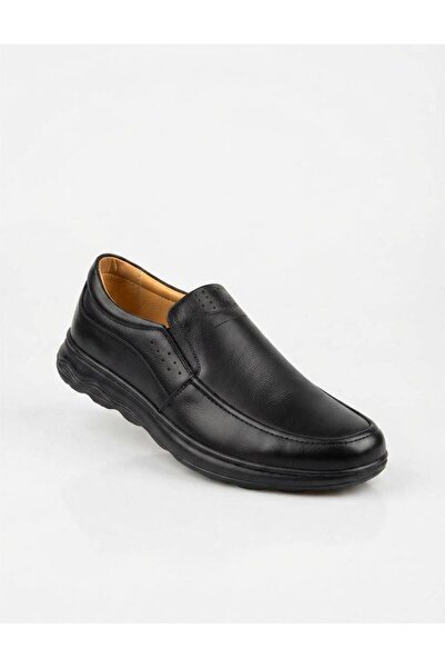 Budaks Men's Shoes Black Genuine Leather Laceless Seasonal Daily Orthopedic L...