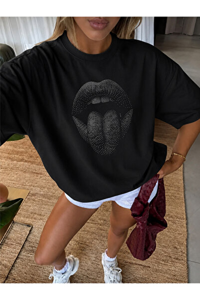 donamod Cotton Women'S/Men's Unisex Oversize Crew Neck Stone Patterned White ...