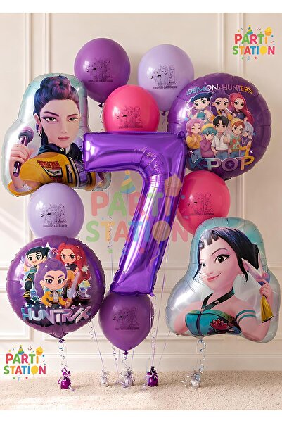 Parti Station K-Pop Balloon Set 7Th Birthday Set 11 Piece Demon Slayers Ballo...