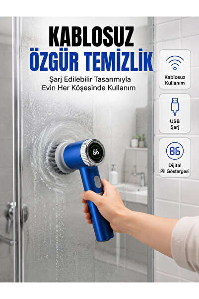 teknodayım فرشاة تنظيف كهربائية متعددة الأغراض للمطبخ والحمام والبلاط
