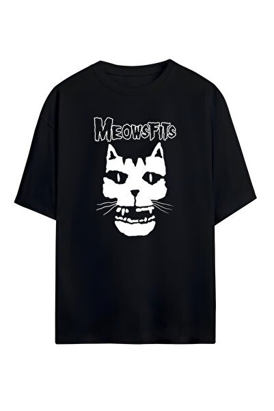 STİL-X Cat Printed Unisex 100% Cotton Oversize T-Shirt