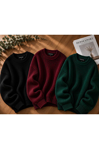 pepule Women's Premium Crew Neck Oversize Knitwear Sweater Soft Knitted Sweater