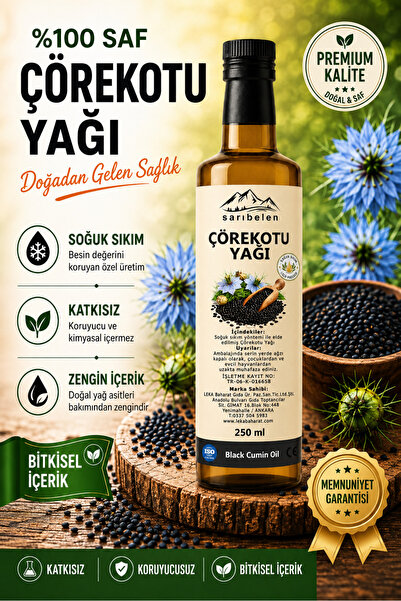sarıbelen Çörekotu Yağı 250 ml | Soğuk Sıkım %100 Saf