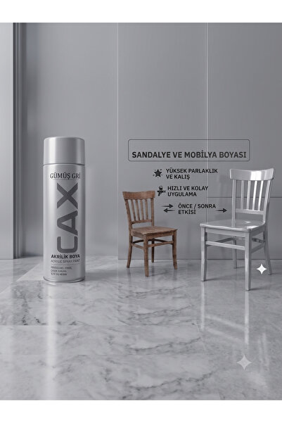 caxcolors CAX Akrilik Sprey Boya 400 ml - Sandalye Mobilya Ahşap Metal Yüksek...
