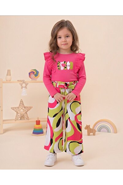 VOY KİDS Girl's 2-3-4-5-6 Years Old Seasonal Ruffled Tiril Tiril Woven Pantal...
