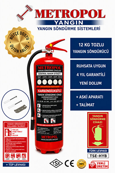 METROPOLL 6 Kg Yangın Söndürme Cihazı KKT ABC Kuru Kimyevi Tozlu Ruhsata Uygu...