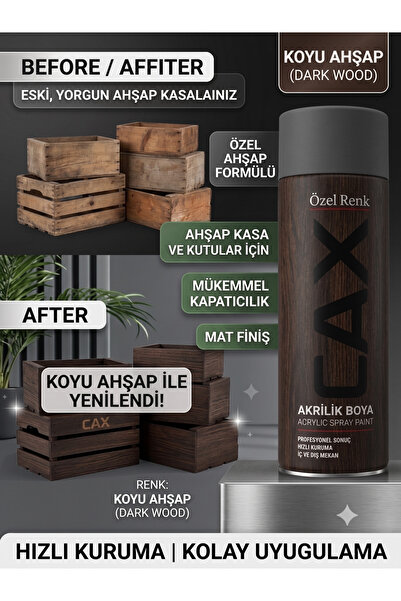 caxcolors CAX Akrilik Sprey Boya Krom Rengi 400ml - Ahşap Kasa ve Kutular İçi...