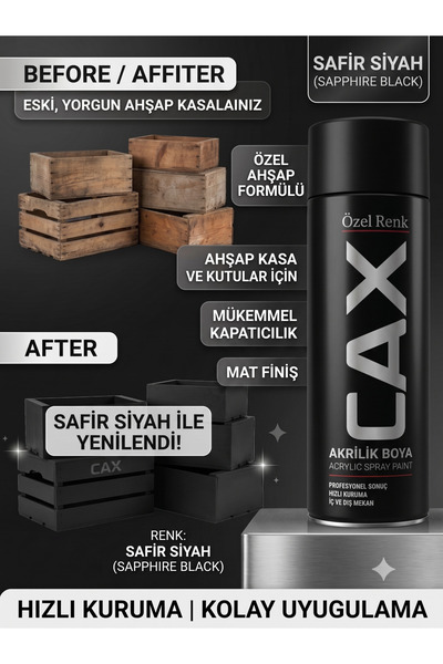 caxcolors CAX Akrilik Sprey Boya Krom Rengi 400ml - Ahşap Kasa ve Kutular İçi...