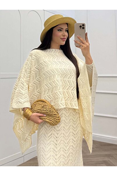 bezenstore YARASA KOL TRİKO ETEKLİ EKRU TAKIM