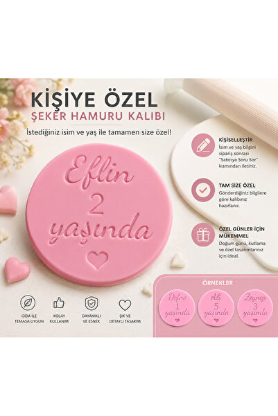 StudioAslanDesign Kişiye Özel İsim ve Yaş Yazılı Şeker Hamuru Kalıbı | İstedi...