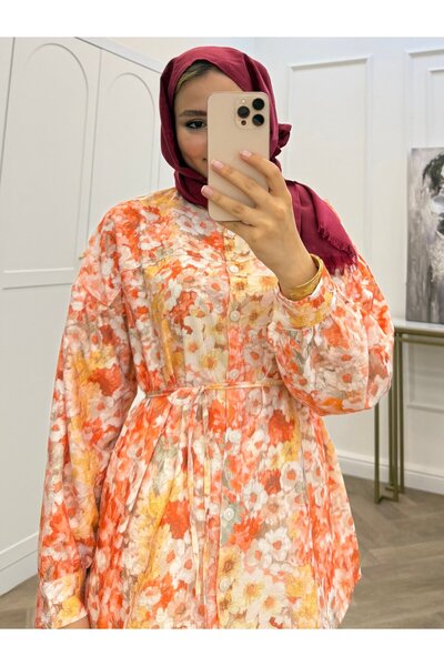 bezenstore ÇİÇEKLİ NAR ÇİÇEĞİ GÖMLEK