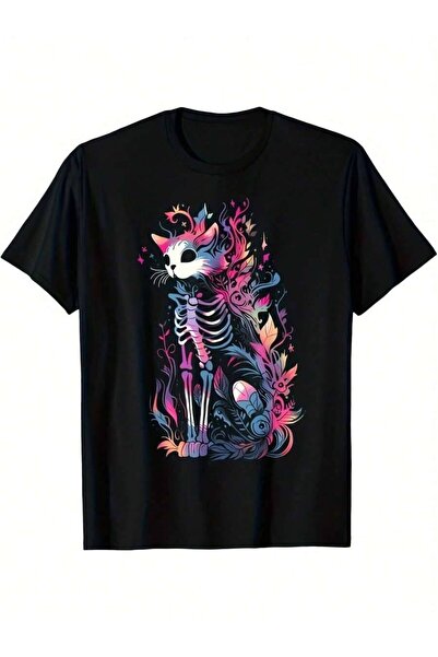 26LIK Men'S Women'S Pastel Goth Graphic T-Shirt Neon Pink Gothic Kitten Print...