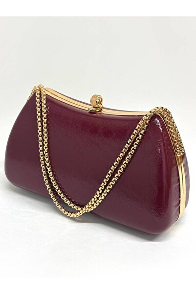 NAZART Women's Skin Burgundy Evening Dress Clutch Chain Strap Hand and Should...