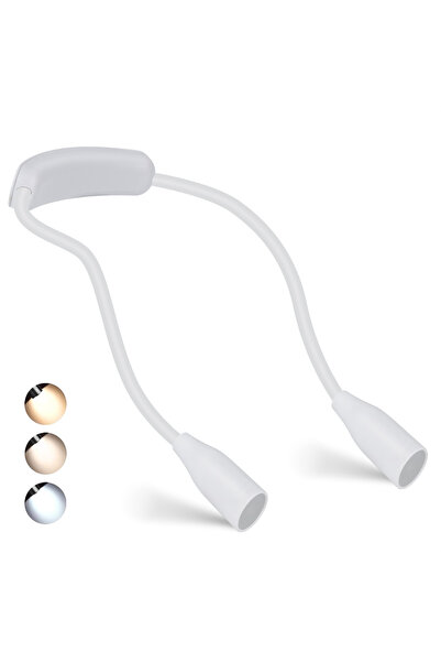 Choice1 White Rechargeable LED Neck Reading Lights Neck Light for Reading Lam...
