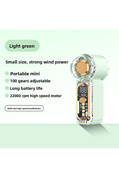 choice2 مروحة يدوية محمولة عالية السرعة خضراء فاتحة اللون، تعمل بشحن USB، مرو...