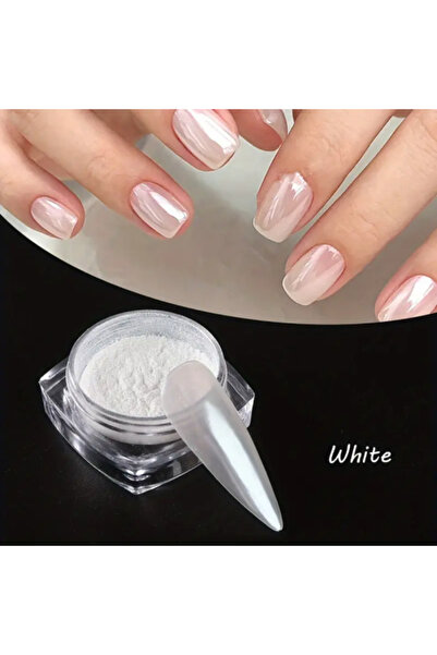 Full Beauty Chrome Nail Powder – – Aurora Pearl White – Mirror Effect – 1 Piece
