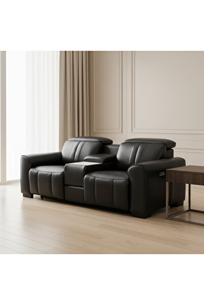Roots Furniture كنون لوكس كرسي متحرك كهربائي من الجلد الأسود (84 سم)