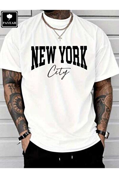 21JNRY PAYEAH New York Print Summer Men's Casual T-Shirt 100% Heavy Cotton T ...