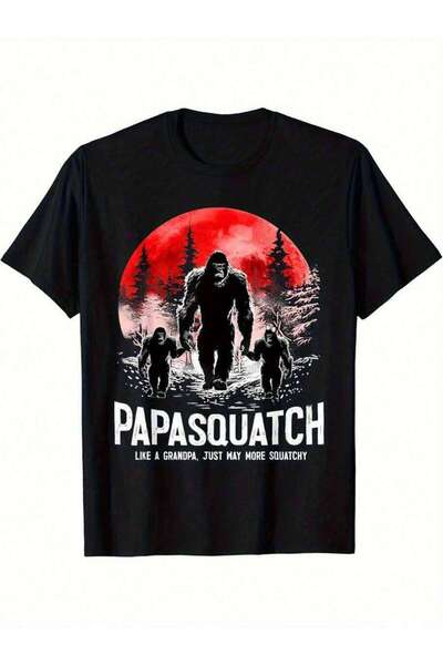 21JNRY Men's Sasquatch Cryptid T-Shirt - Retro Red Glow Forest Creature Graph...