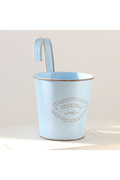 STARSTAR A retro-style blue wrought iron hanging flower pot. Suitable for bal...
