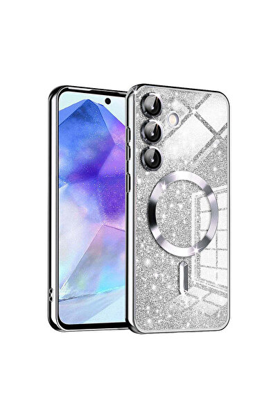Techsuit Husă pentru Samsung Galaxy A55 5G, Lux Glitter MagSafe, argintiu - a...