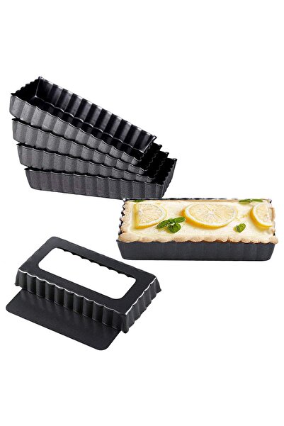 STARSTAR 6-Piece Mini Tart Mold Set 4-Inch Removable Bottom Non-Stick Carbon ...