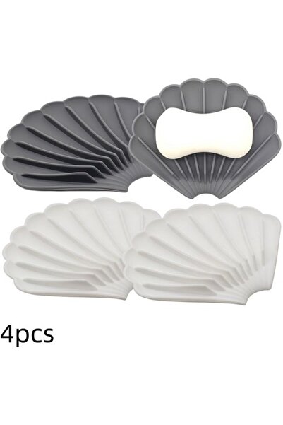 Morvena Picks Farfurie de săpun din silicon în formă de coajă, 4 bucăți, 15x1...