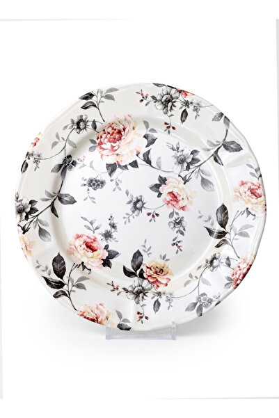 Claytan Earthenware Jasper Chop Plate Floral Pattern, 12.1 Inch, White