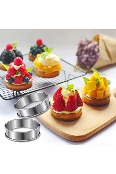 STARSTAR 6Pcs Round Stainless Steel Mousse Cake Rings (8.5x2.5cm), Double Cur...