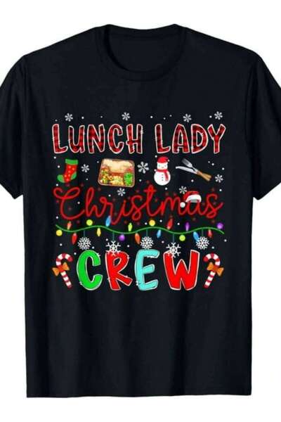 LİNA06 تي شيرت متطابق بتصميم The Lunch Lady Christmas Crew، مثالي للحفلات الم...