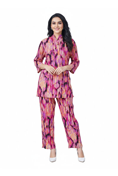 RIZQE Fusion Ikat Printed Kurti Co-ord Set | Rizqé by Zadine Multi-Color Tuni...