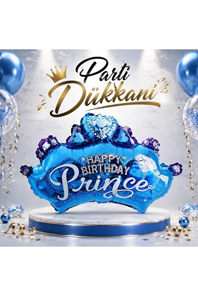 Parti Dükkanı Blue Prince Crown Foil Balloon 32 Inch Helium Compatible Birthd...