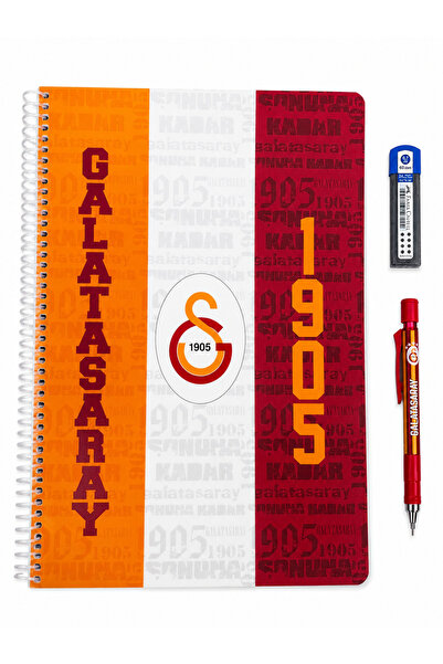 Galatasaray Lisanslı A4 Kareli Defter , Versatil Kalem ve Kalem Ucu 3lü Kırta...