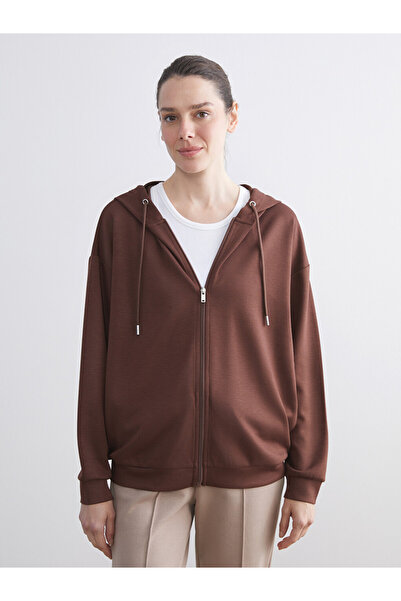 LC Waikiki Hooded Oversize Women's Zipper Sweatshirt