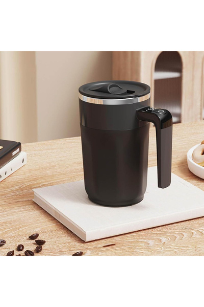 STARSTAR Rechargeable Magnetic Self-Stirring Coffee Mug with Lid, Stainless S...