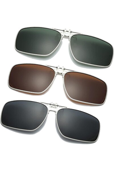 STARSTAR 3-Pack Unisex Long-Lasting Polarized Flip-Up Clip-On Driving Sunglas...