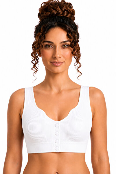 westicgiyim Padded Seamless Gathering Bustier Front Snap Closure Flexible Sof...