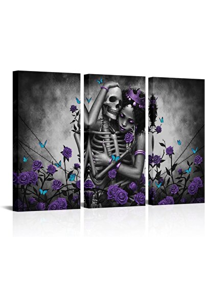 HOME MODE 30x40 cm 3 Panel Gallery Wrapped Canvas | Gothic Love Wall Art | Sk...