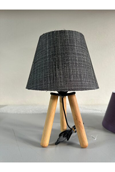 EvLight Tripod Bohem Dantel Kumaş Başlıklı Ahşap Abajur