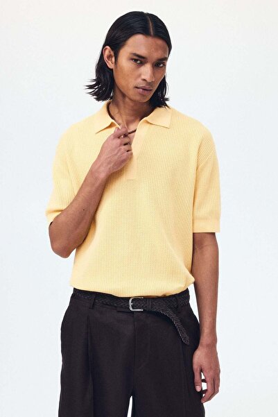 H&M Regular Fit Cable-knit polo shirt
