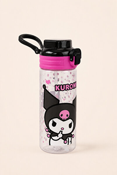 kuromi Licensed Children's Water Bottle 500 ml with Straw, Lockable, Leak-Pro...