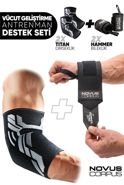 NOVUS CORPUS NO CO 2’li Fitness Destek Seti Spor Dirseklik Elbow Sleeve Wrist...
