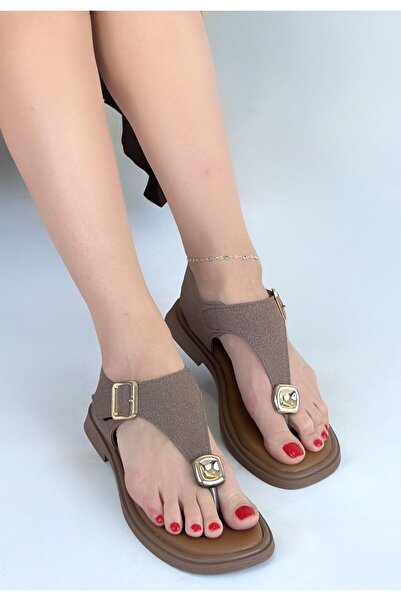 DMR Elegance Jande Mink Leather Powder Flip Flop Sandals