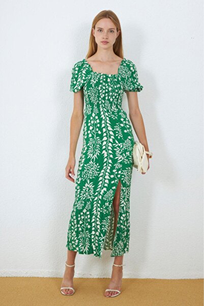 MY GRS Zigzah Viscose Fabric Slit Dress