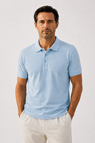 Mısırlı Açık Mavi Polo Yaka Triko Erkek T-Shirt