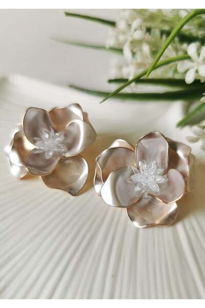 Halley Concept Powder Color Crystal Stone Detailed Layered Flower Model Steel...