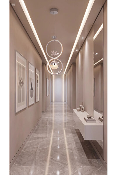 KROM RENGİ KAPLAMA KASA LED AVİZE 3 RENK IŞIK( BEYAZ-GÜNIŞIĞI-SOĞUK BEYAZ) SEKİZ